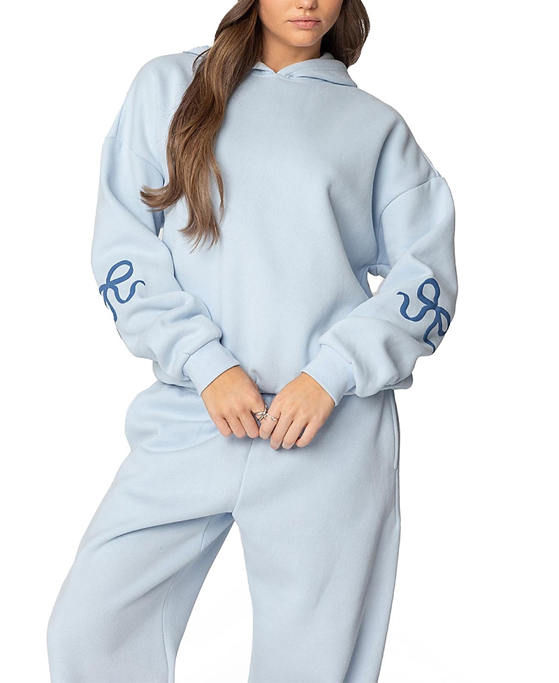 Edikted Bonney Bow Oversize Hoodie In Blue