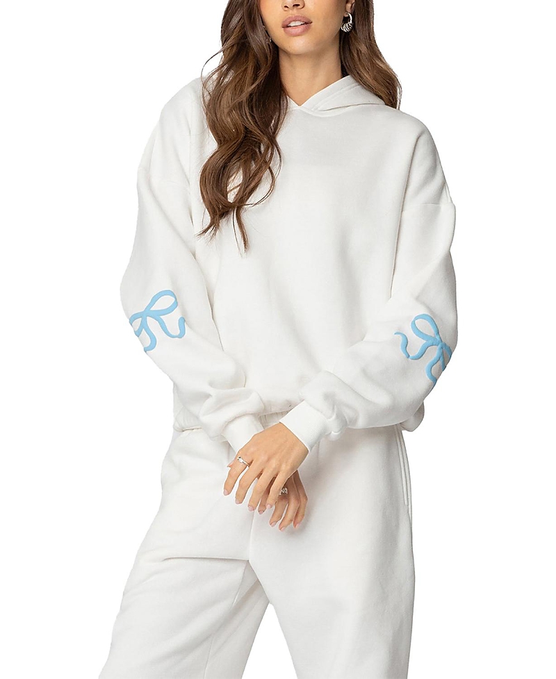 Shop Edikted Bonney Bow Detail Hoodie In Cream