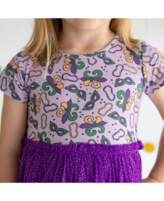 Girls' Mardi Gras Short Sleeve Tutu Dress - Little Kid, Big Kid