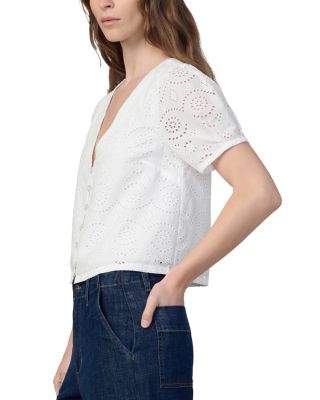 The Halle Short Sleeve Eyelet Blouse