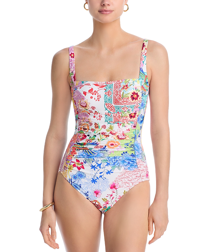 Shop Johnny Was Marilyn Ruched Swimsuit In Paula