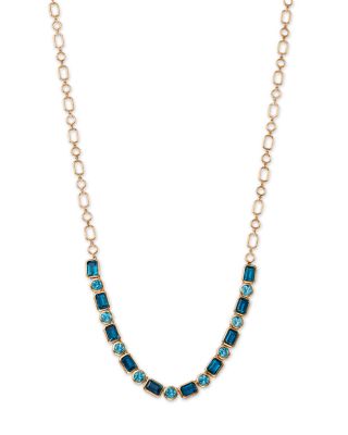 London Blue & Sky Blue Topaz Necklace in 14K Yellow Gold, 17"