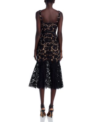 Black Fine Lace Midi Dress