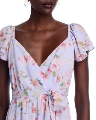 Floral Flutter Sleeve Maxi Dress - Exclusive