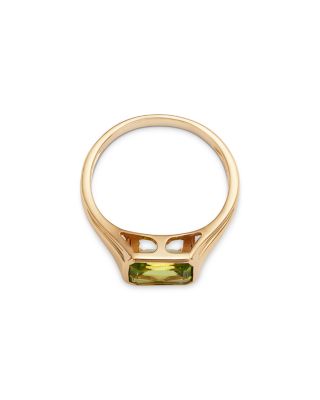 Peridot Emerald Cut Ring in 14K Yellow Gold