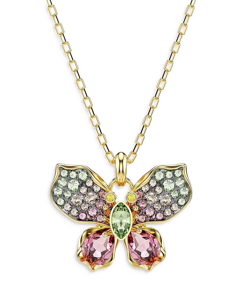 Swarovski Idyllia Butterfly Pendant Necklace In Multi/gold