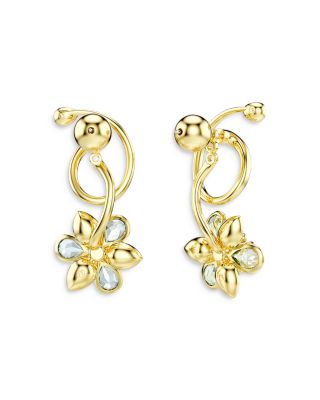 Idyllia Crystal Flower Asymmetrical Drop Earrings