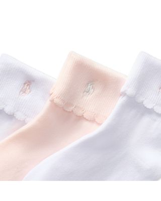 Girls' Scalloped Edge Turn Cuff Socks, Pack of 3 - Little Kid