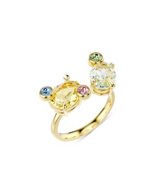 Gema Mixed Cut Multicolor Crystal Rings, Set of 3