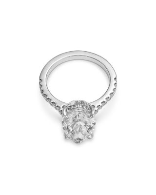 Lab Grown Pear & Round Cut Diamond Engagement Ring in 18K White Gold, 4.3 tcw