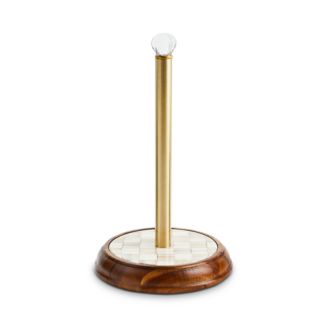 MacKenzie-Childs Mocha Check Wood Paper Towel Holder | Bloomingdale's Home