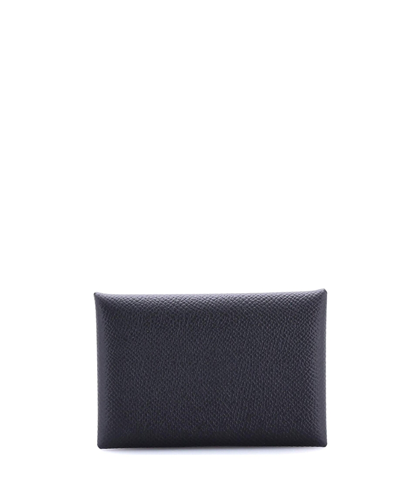 Pre-owned Pre-owned Hermes Hermes Calvi Duo Card Holder Epsom In Black