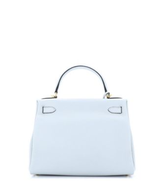 Kelly 28 Handbag Blue Clemence with Gold Hardware