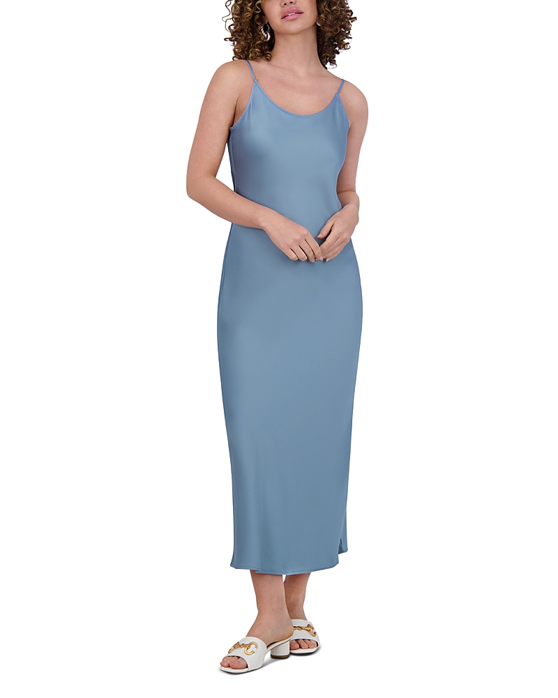 Point Satin Straight Slip Dress