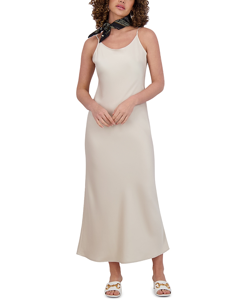Point Satin Straight Slip Dress