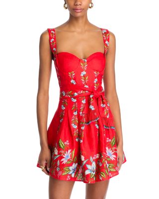 Sweet Bloom Bouquet Red Sleeveless Mini Dress