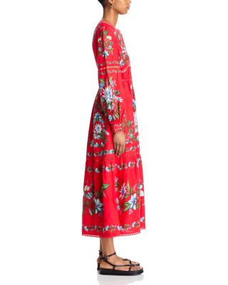 Sweet Bloom Bouquet Red Midi Dress