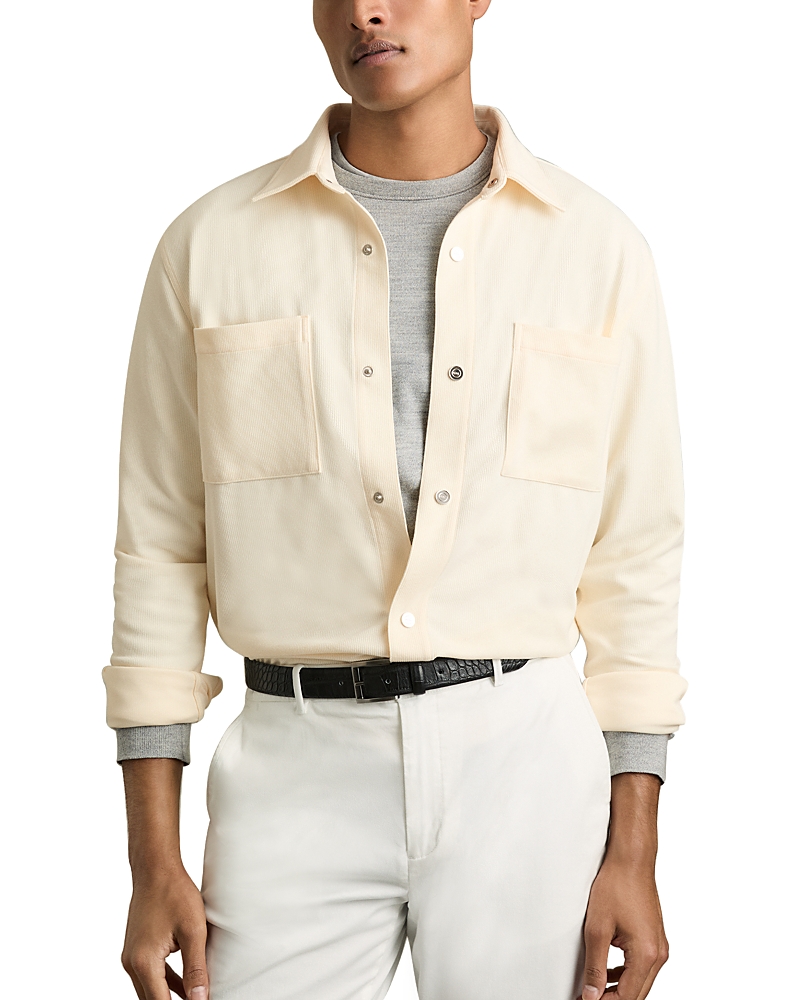 Reiss Off White Fitzroy Brushed Corduroy Press-stud Overshirt In Off White