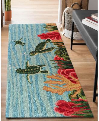 Liora Manne Frontporch Swimming Baby Turtles Runner Area Rug, 2' x 5'