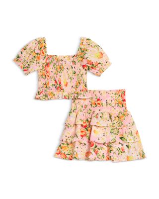 AQUA - Girls' Summer Peach Top & Skirt, Little Kid, Big Kid - Exclusive