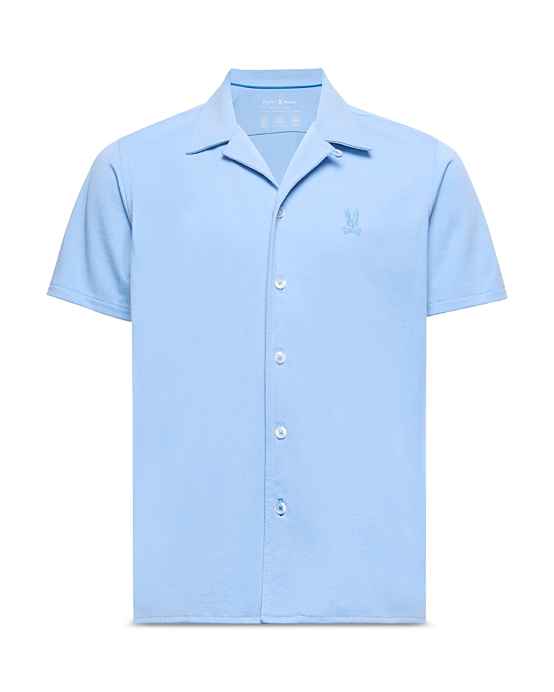 Shop Psycho Bunny Unisex Bryan Camp Collar Short Sleeve Shirt - Little Kid, Big Kid In Serenity