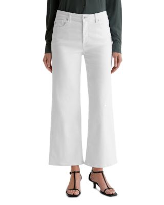 AG - Saige Mid Rise Wide Leg Cropped Jeans in Gallery White