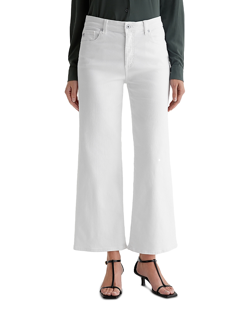 Ag Saige Mid Rise Wide Leg Cropped Jeans in Gallery White