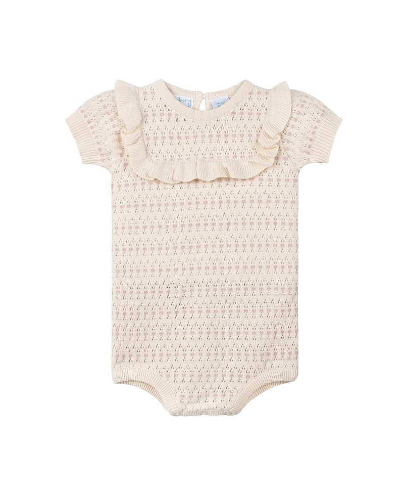 Feltman Brothers Girls' Pointelle Jacquard Knit Romper - Baby In Ecru