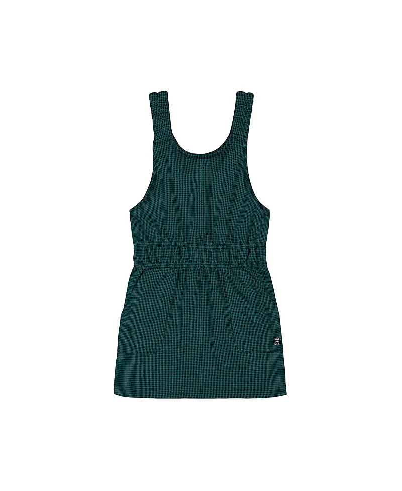 Deux Par Deux Girl's Jumper Dress With Pocket Houndstooth Teal In Houndstood Teal