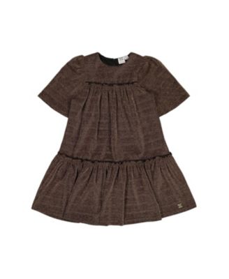 Deux par Deux - Girls' Short Sleeve Metallic Dress with Frills - Little Kid