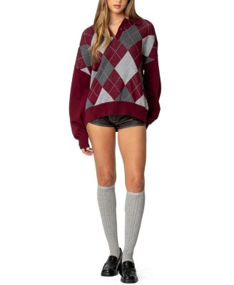 Argyle Oversized Polo Sweater