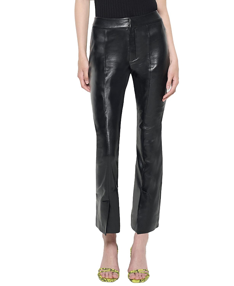 As By Df Rowan Recycled Leather Cropped Flare Pants In Black
