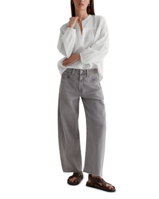 Hattie High Rise Crop Barrel Leg Jeans in Sulfur Pebble Gray