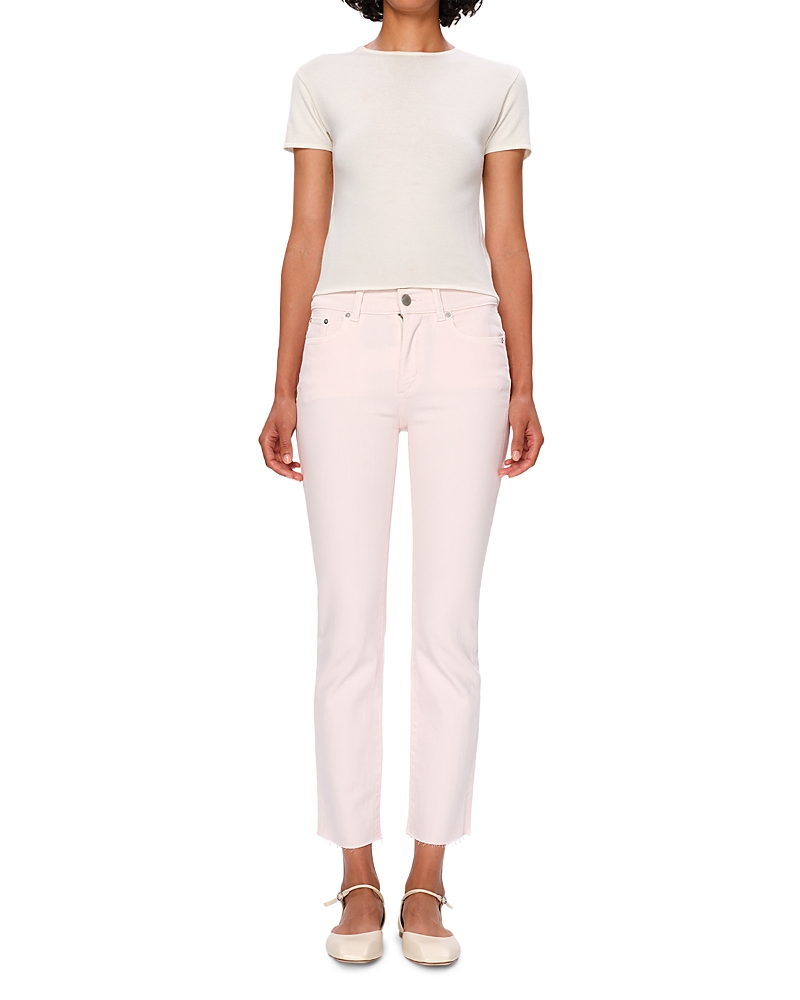 Shop Dl1961 Mara Straight Mid Rise Instasculpt Ankle Jeans In Primose Pink