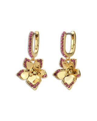 AQUA - Pav&eacute; Flower Huggie Drop Earrings - Exclusive