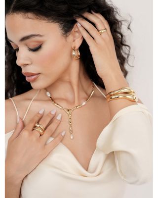 Liquid Melt Freshwater Pearl Lariat Necklace, 15.5"-19"