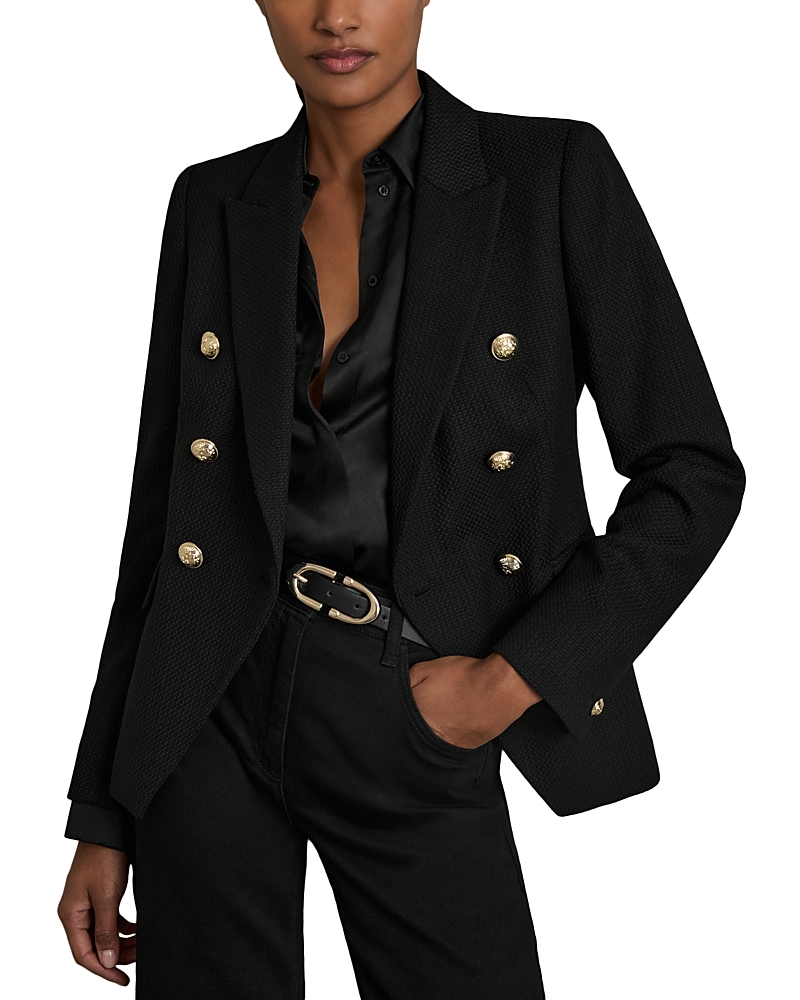 Reiss Tally Double Breasted Wool Blend Blazer In Animal Print