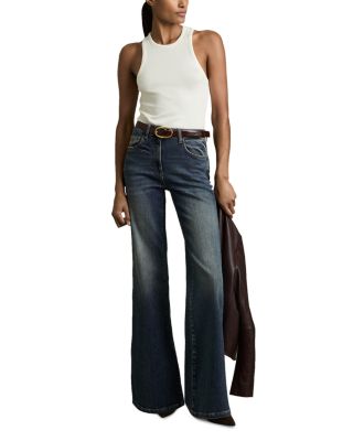 Petite Bonnie Flare Jeans in Mid Blue