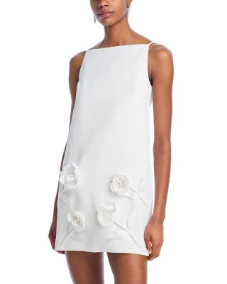 Self-Portrait - White Crepe Flower Mini Dress - Exclusive