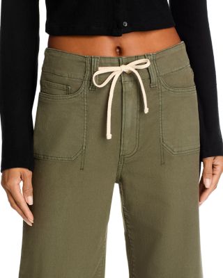 Ari High Rise Drawstring Wide Leg Jeans in Vintage Forester Green