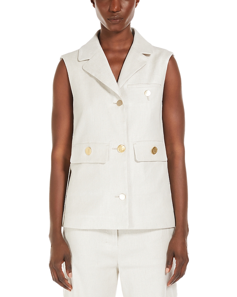 Max Mara Linen-blend Waistcoat In Ecru