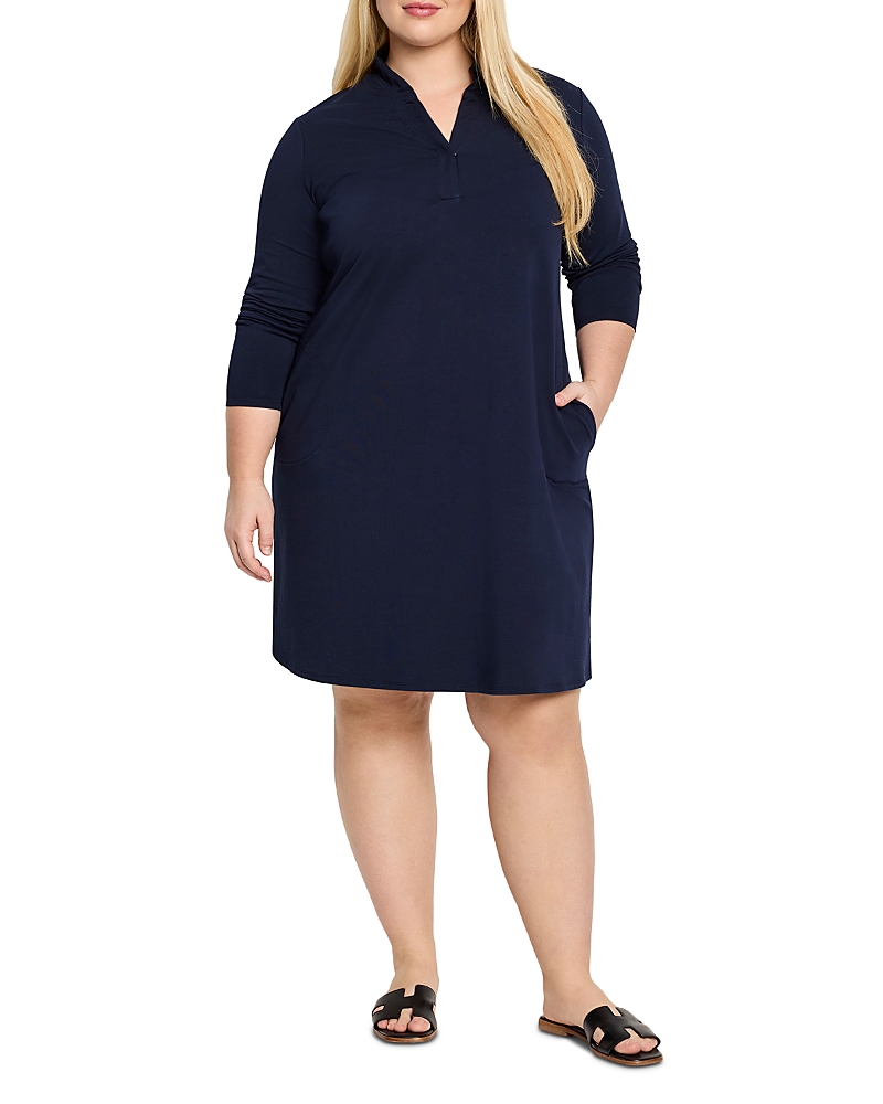Nic+zoe Plus Ruffled Up Dress In Dark Indigo