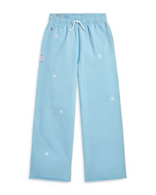 Ralph Lauren - Girls' Floral Cotton Terry Wide Leg Sweatpants - Little Kid, Big Kid