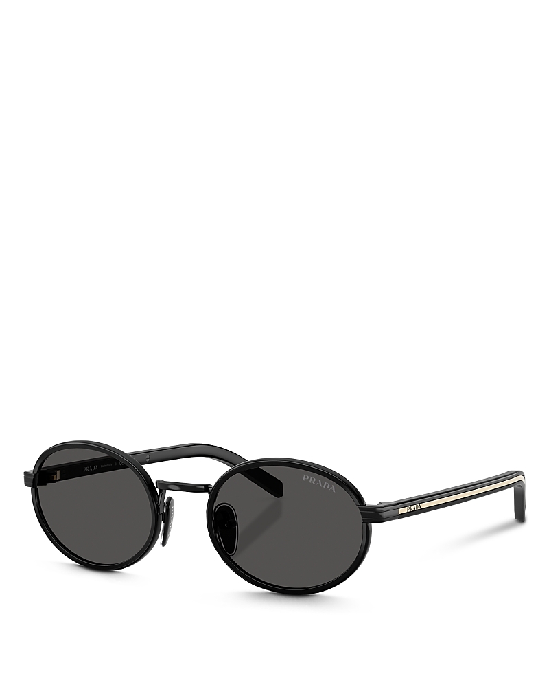Prada Pr B56s Oval Steel Sunglasses In Black