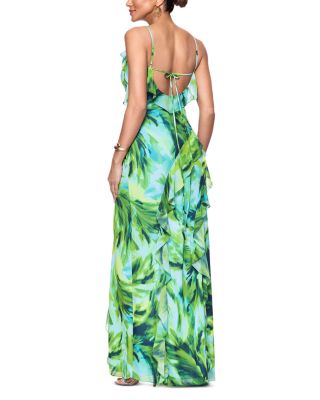 Printed Ruffle Chiffon Maxi Dress - Exclusive