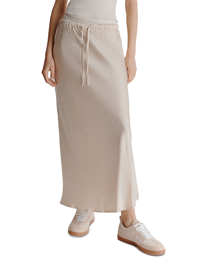 Marella Monochrome Crinkle Twill Maxi Skirt In Wool White