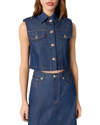 Maje - Denim Cropped Vest