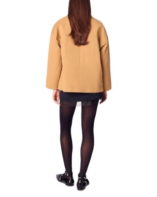 Leather Collar Cotton Coat