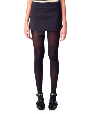 Tulle Trim Wool Blend Skirt