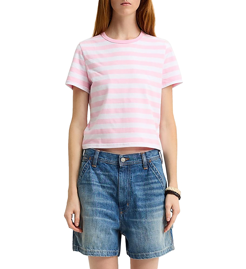 Shop Denimist Striped Baby Tee In Light Pink Wide Stripe